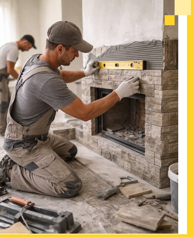 Облицовка каминов в Сочи, монтаж и отделка натуральным камнем