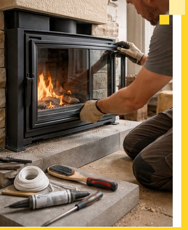 Производство, монтаж и доставка каминов со стеклом в Сочи