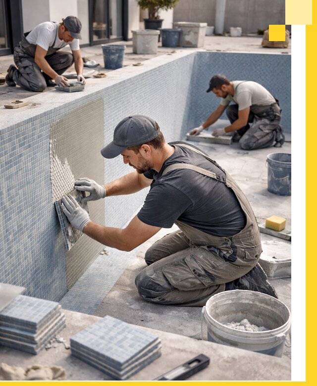 Облицовка бассейнов в Сочи плитка мозаика гидроизоляция