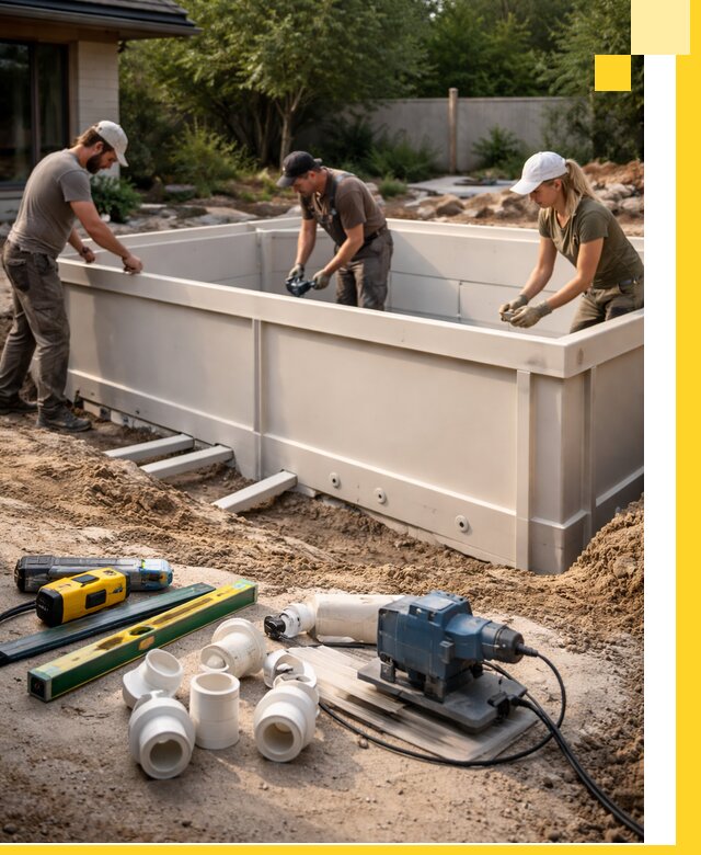 Установка полипропиленовых бассейнов под ключ в Сочи