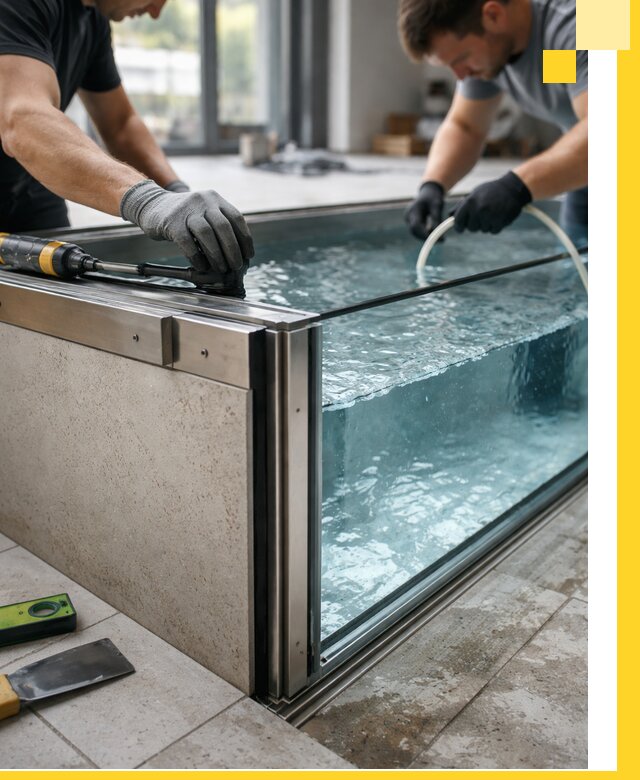 Проектирование и монтаж стеклянных бассейнов в Сочи