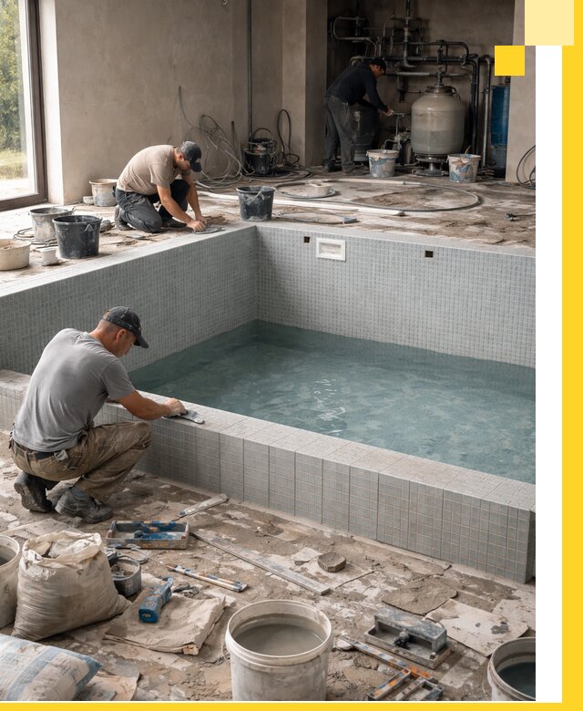 Строительство и монтаж бассейнов в помещении в Сочи