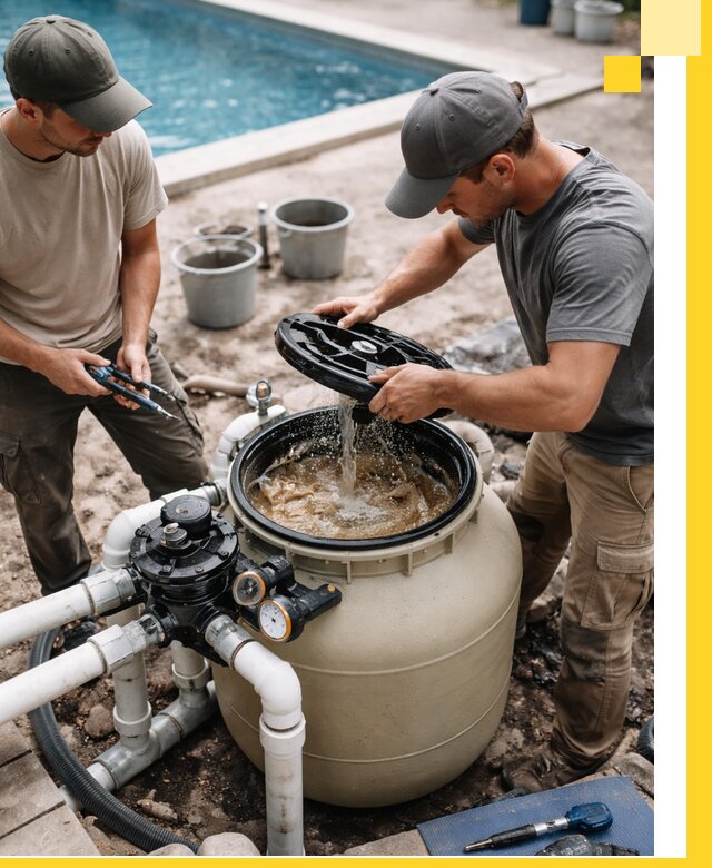 Установка и обслуживание песочных фильтров для бассейнов в Сочи