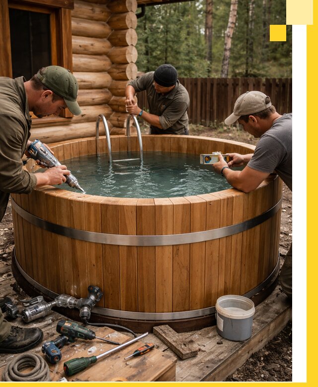 Строительство бань с купелью под ключ и отделкой в Сочи