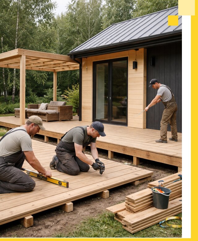 Строительство бань с террасой и бассейном под ключ в Сочи