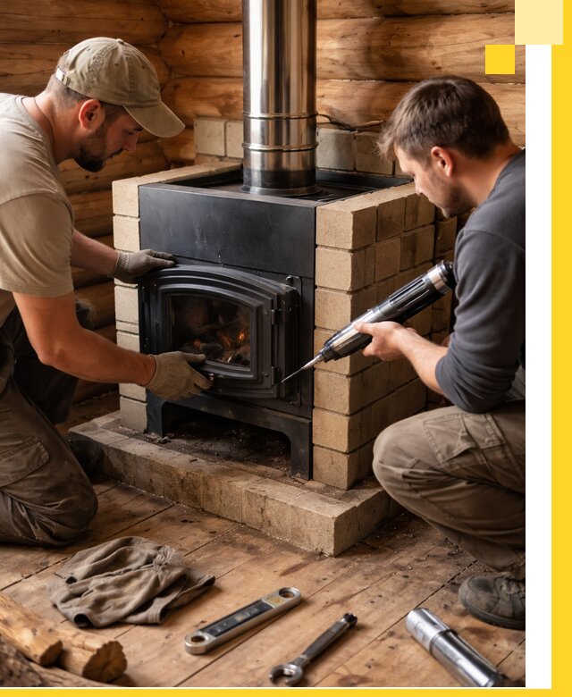 Монтаж и установка печи в бане под ключ с гарантией в Сочи