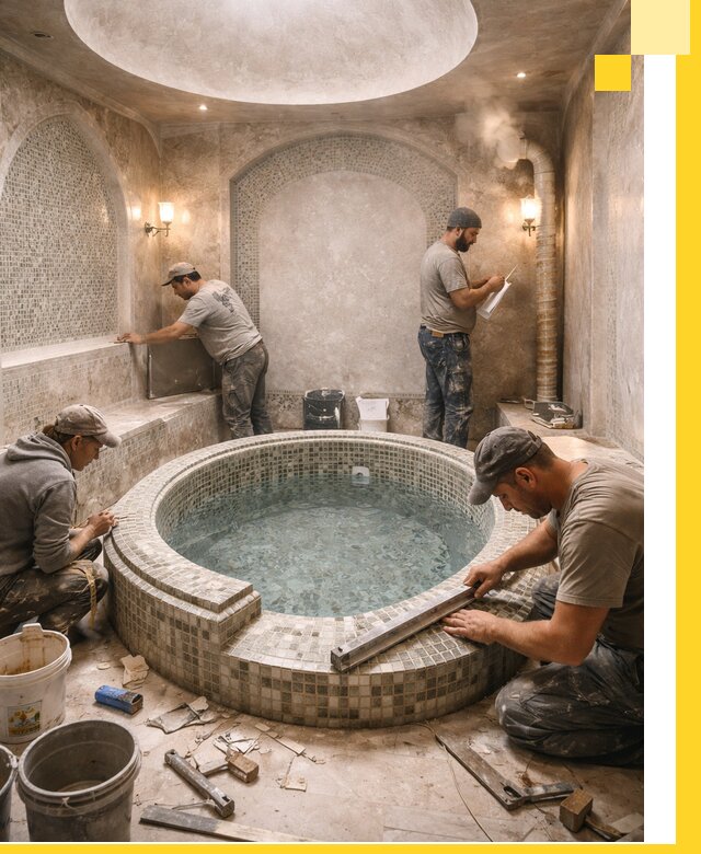 Профессиональное строительство хамама с бассейном в Сочи под ключ