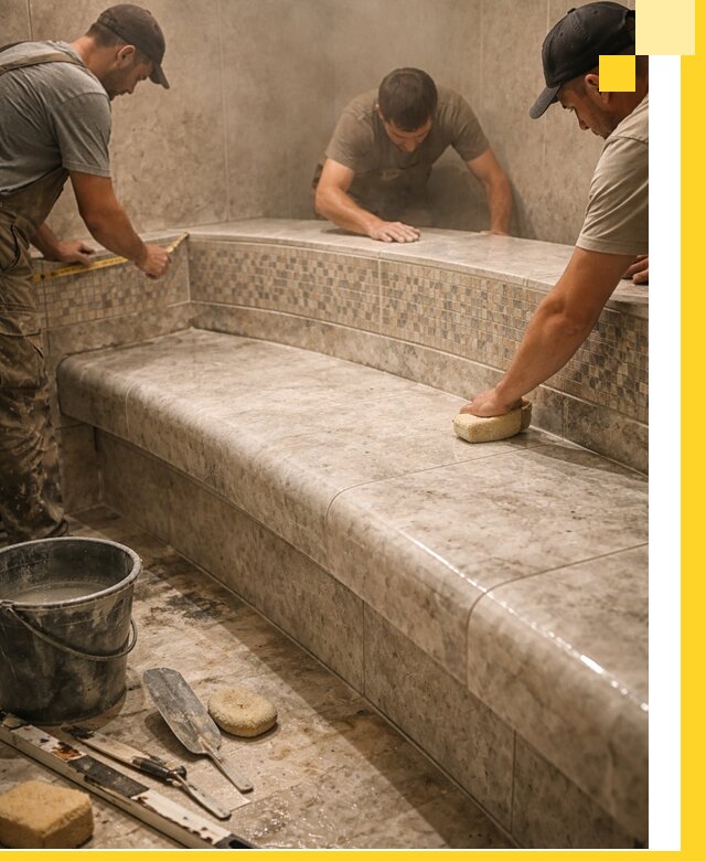 Изготовление и установка сидений для хамама в Сочи