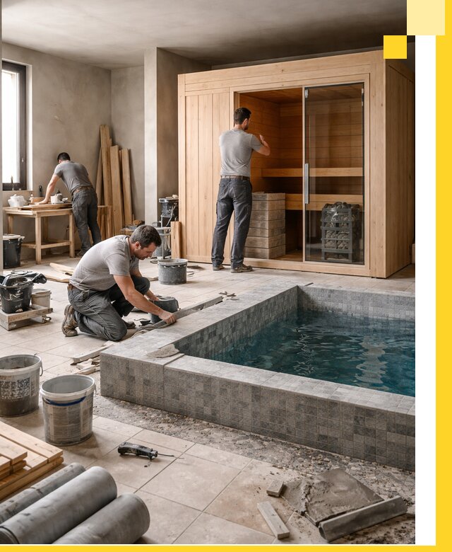 SPA зоны под ключ с бассейном сауной и печью в Сочи